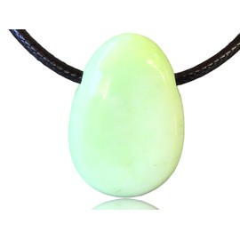 Steinfixx® - Gemstone pendant made of real lemon chrysoprase, teardrop pendant, colour-intensive, with 80 cm suede cord, Lemon chrysoprase Suede strap, Lemon chrysoprase