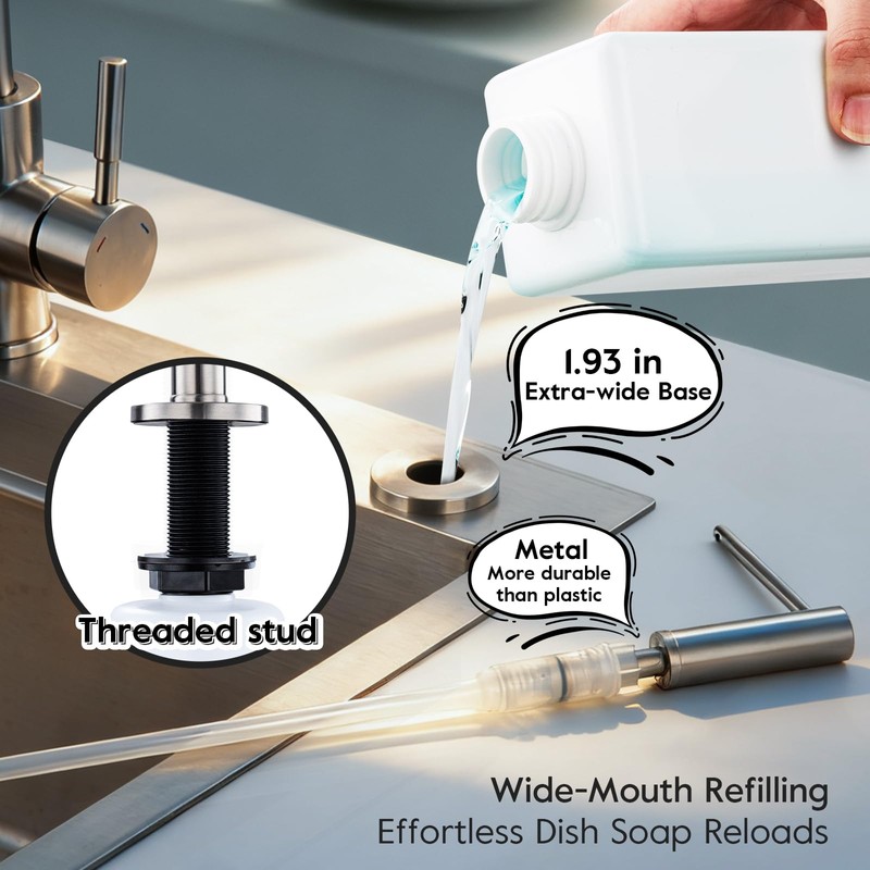 Soap Dispenser for Kitchen Sink Brushed Nickel GAPPO Stainless Steel