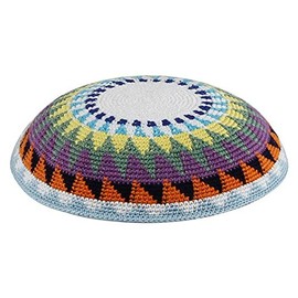 Zion Judaica Knit Quality Kippot Bulk Packs or Single Pieces Free Clips (1PC, Multi Color Sun Beam Supreme Quality)