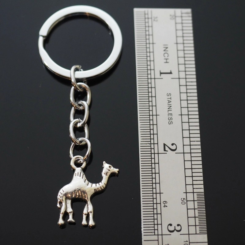 Camel Single Hump Bactrian Dromedary Silver Pendant Keychain Gift Key
