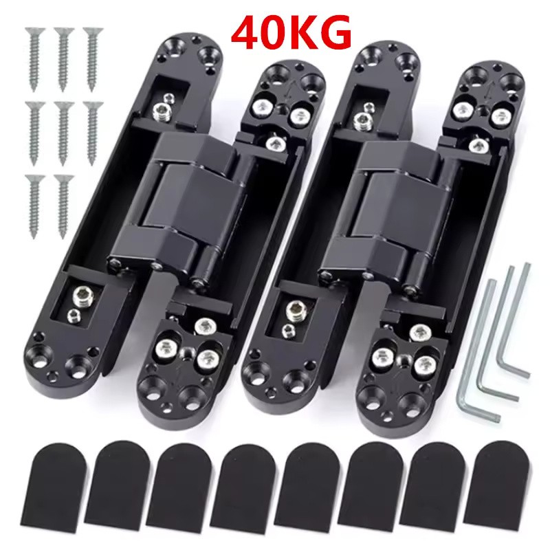 2-Piece 3D Adjustable Hidden Door Hinges, Concealed Cross Hinges for
