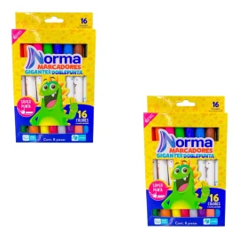 Norma 16 Marcadores Gigantes Lavables Doble Punta Marca Norma