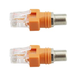 Maxmoral 2pcs RF to RJ45 Converter Adapter F Female to RJ45 Male Coaxial Barrel Coupler Adapter, Orange Coax Straight Connector