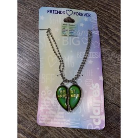 claire’s Blue Green mood best friend necklace bff jewelry set nwt color changing