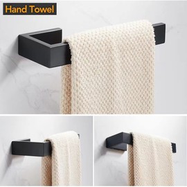 JOPOFI Hand Towel Holder, Towel Ring - Thicken SUS 304 Stainless Steel Towel Holder for Bathroom Wall, 8" Rectangular Modern Design Hand Towel Bar, Contemporary Hand Towel Rack - Matte Black