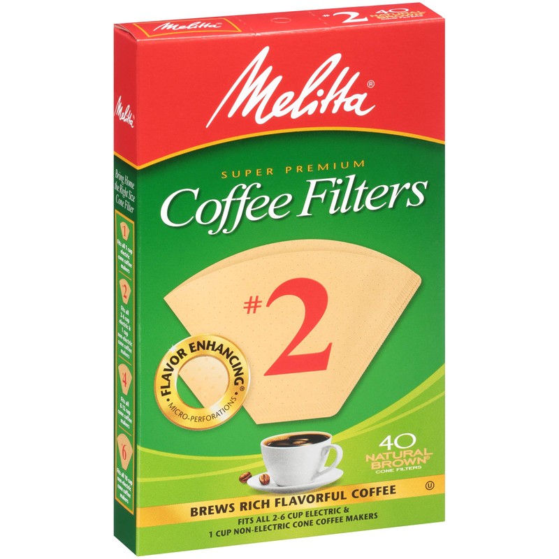 Melitta 612412 #2 Natural Brown Cone Coffee Filters 40 Count