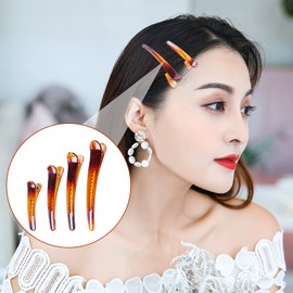 12PCS Brown Non Slip band Clips, Plastic Metal Alligator Bows Hair Clips, Professional Hairdressing Salon Hair Barrettes Duck Bill Teeth Hair Clips