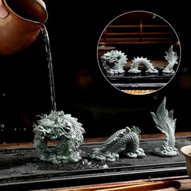 WSDMAVIS 1Set Zen Sandstone Aquarium Dragon Statue Sandstone Dragon Sculpture Animal Figurines Fortune Tea Pet Dragon for Home & Office Chinese Dragon Décor