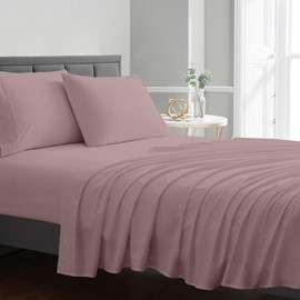 BLUECLANS Twin Size Sheet Set Blush 1000 Thread Count Egyptian Cotton Sheets 4 Pc Bed Sheet Set 17” Deep Pocket Cooling Sheets Luxury Bedding Sateen Weave Flat, Fitted Sheet, 2 Pillow Cases