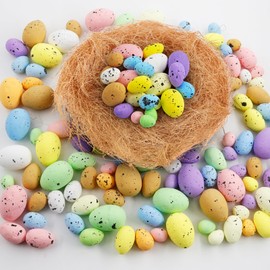 Ourdort Pack of 100 Foam Easter Eggs, Mini Painted Easter Eggs, Speckled Eggs, Decorative Easter Eggs, Easter Decoration for Spring School Home, Hunting Basket Fill Decoration