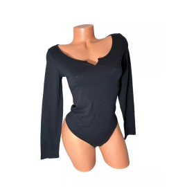 Victoria's Secret Victorias Secret PINK Long Sleeve Pull On Body Suit Solid Black XS