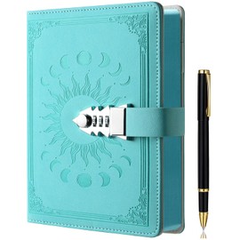 ZXHQ Diary with Lock for Women Girls, Colorful Lock Journal, Refillable Leather Journal Writing Notebook, Size A5(21 × 15cm) Grass green