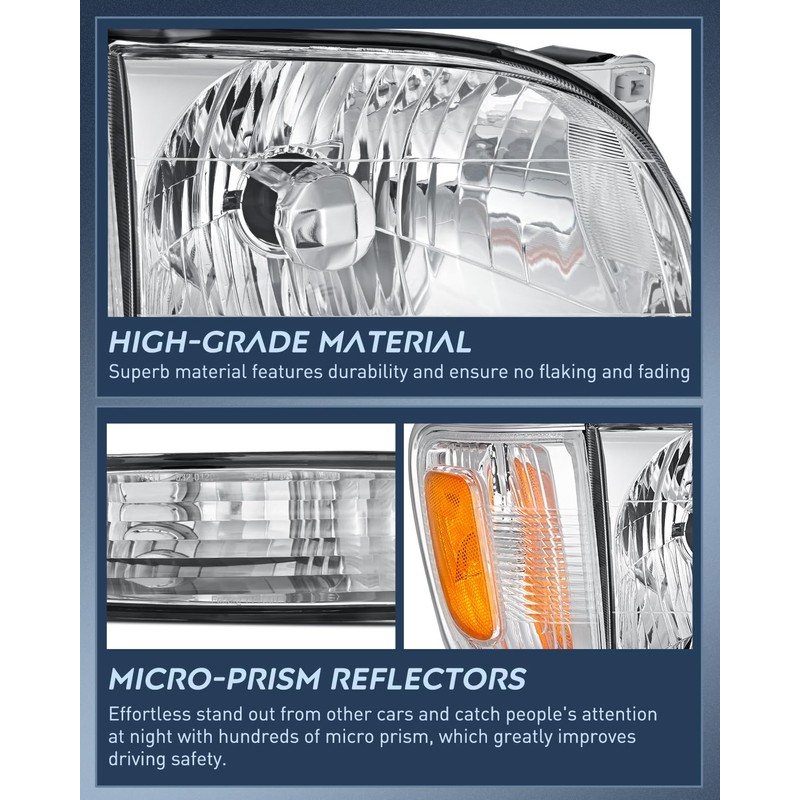 Nilight Headlight Assembly for 2001 2002 2003 2004 Toyota Tacoma