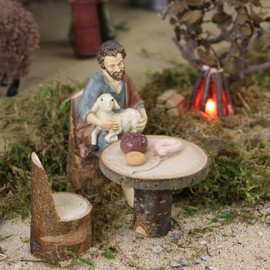 FADEDA 3 x Table with Chairs/Height: 0 cm/Hand-Painted/Detailed Nativity Scene Figures - Christmas Table Decoration Nativity Accessories