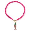 INENIMARTJ Hot Pink Chunky Beaded Fish Pendant Choker Necklace for