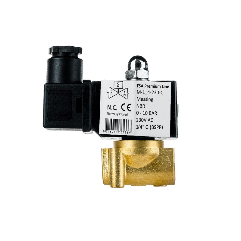 FSA Solenoid Valve Brass 1/4 Inch 230 V AC 0-10