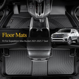Wailtnb-All Weather Floor Mats for Ford Expedition Max Bucket 2021-2024 7 Seat Liners Custom Fit Ford Expedition Max Bucket 2021-2024 7 Seat Waterproof Durable Easy to Clean Accessories