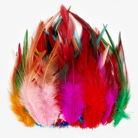 Colorful Saddle Hackle Rooster Feathers for Crafts 200pcs 5-7 Inch Loose Feathers Bulk Christmas Decorations Earrings Jewelry Making Dream Catcher Decor (200pcs-Colorful)