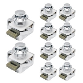 Hoypeyfiy 10pcs Push Button Drawer Door Latch Catch Cupboard Door Knob Latch for 15-18mm Thickness RV Boat Van Yacht Campervan (Silver)