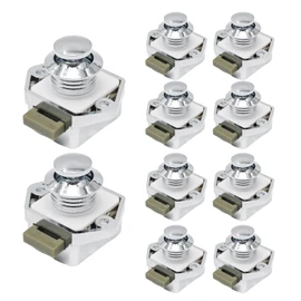 Hoypeyfiy 10pcs Push Button Drawer Door Latch Catch Cupboard Door Knob Latch for 15-18mm Thickness RV Boat Van Yacht Campervan (Silver)