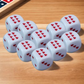 Game Dice - Acrylic Dice for Board Games with Heart-Shaped Dots - Rounded Corner Toys for Collecting Tabletop Travel Night Home