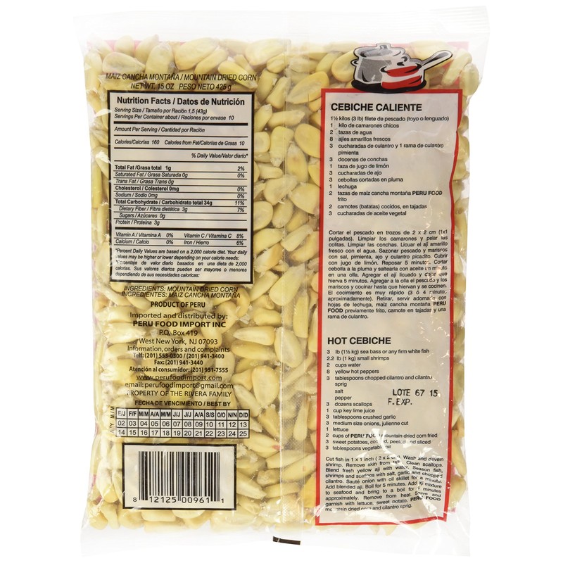 Peru Food Maiz Cancha Montana - Peruvian Dried Corn -