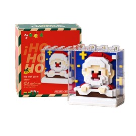 (2024 Christmas New Gift) 393 Piece Building Blocks DIY Christmas Theme Santa Claus Blocks Kit, Decorative, Model, Toy, Transparent Case, Figurine, Boys, Girls, Gift (Santa Claus)