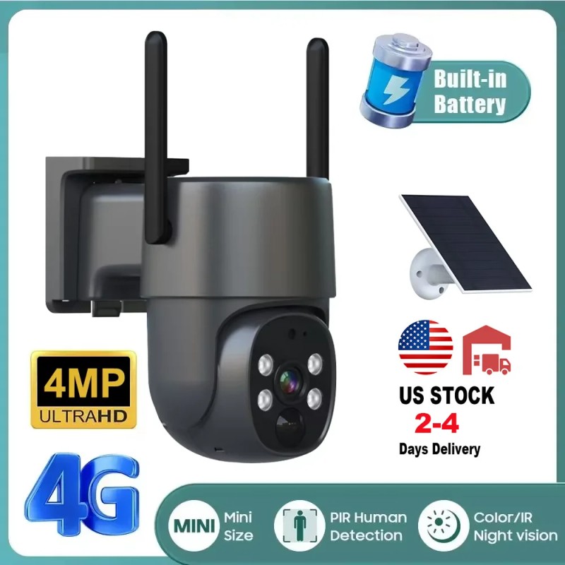Eseecloud 4mp Outdoor Solar PTZ Camera Home Ptz Cctv Ip