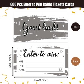 600 Pcs Grey Enter to Win Raffle Tickets Cards 3.5 x 2 Inch Entry Form Ticket Cards for Contest, Auction, Raffles, Ballot Box with Space for Name, Email Address Phone Number Fields (600)