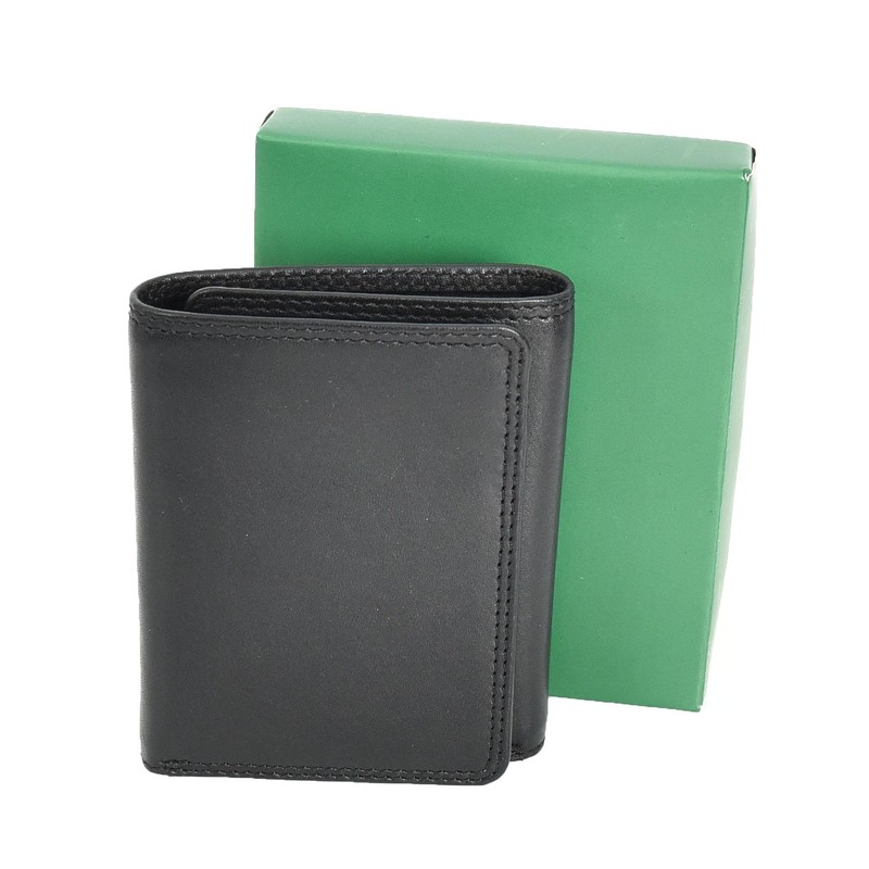 Mens Real Leather Tri-fold RFID Protected Slim Wallet Banknotes Credit