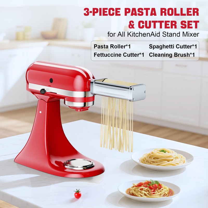 Pasta Maker Attachment for all KitchenAid Stand Mixer, including Spaghetti