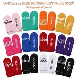 Mepase 12 Pairs Inspirational Athletic Running Socks Golf Low Cut No Show Socks Running Gifts for Women