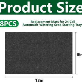 Fuzfaer 8 Pcs 24-Cell Replacement Capillary Mats,13 x 8 Inches Self Watering Seed Starting Mat-Capillary Mats for Indoor Gardening Greenhouse Plant Seed Starting
