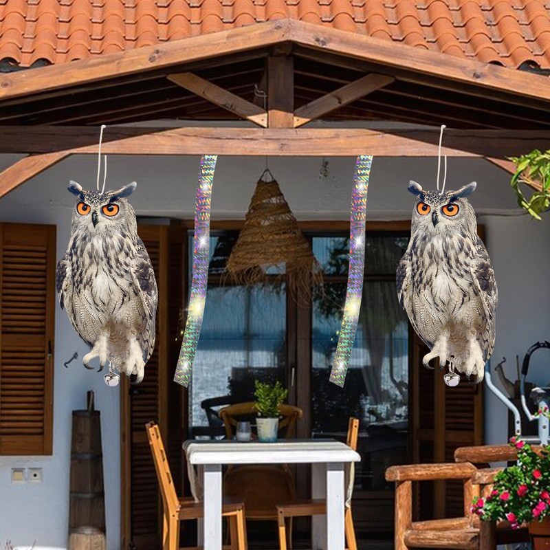 Lifreer Bird Scarers for Gardens, 5PCS Owl Shape Reflective Deterrents