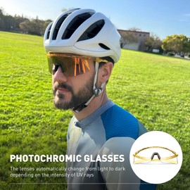SCVCN Self-tinting Cycling Glasses, UV400 Protection TR90 Frame, Transparent Sports Sunglasses for Men and Women for Cycling, Running, Baseball, MTB, Mountain Bike and Other Outdoor Sports 005