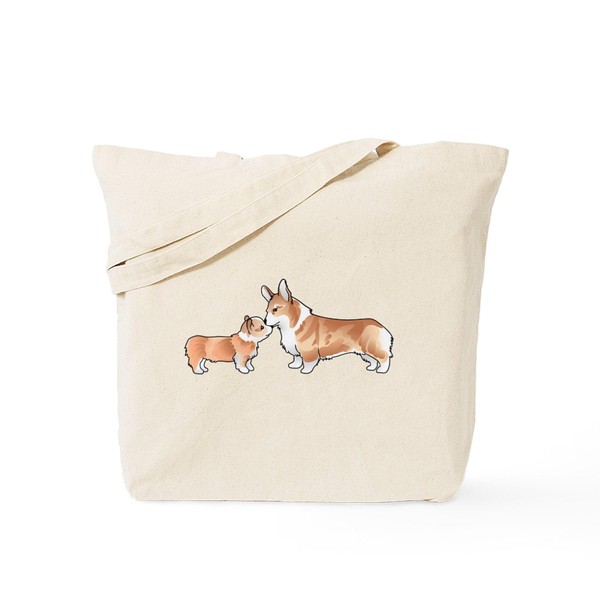 CafePress CORGI ADULT AND PUP Tote Bag Reusable Natural Beige