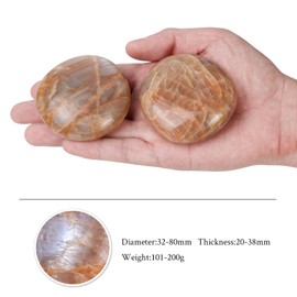 mookaitedecor Natural Orange Moonstone Crystal Palm Stone Polished Pocket Worry Stones for Healing Meditation Home Decor, 101-200g