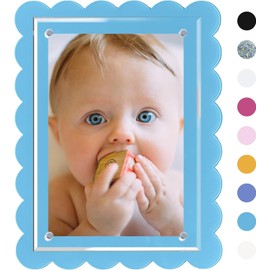 Orelle Acrylic Scalloped Picture Frame | Multi-Use Magnetic Frame for Fridge, Locker or Desktop | 5x7 or 4x6 Vertical and Horizontal Display | Clear