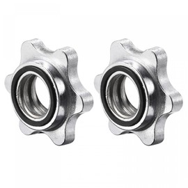 uxcell Dumbbell Hex Nut, 2Pcs M28 Anti-Slip Lock Collar Screw for Barbell Dumbbell Weight Lifting Silver