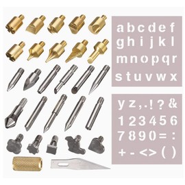 Wood Burning Letters, DIY Wood-Burning Pen Engraving Soldering Tips, Pyrography Soldering Iron Set for Gourd and Leather Pyrography, Engraving, Chrome - Tipped Pen and Welding Tools, 57 - Piece Set