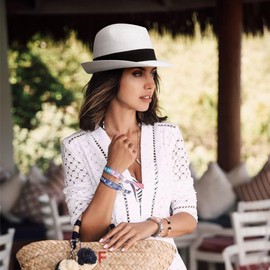 DRESHOW Women's Panama Hat Wide Brim Straw Summer Fedora Straw Hat Panama Roll Up Hat Beach Rollable UV Sun Hat UPF 50+, Short brim: white