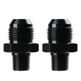Ucreative 8AN Male Flare to 1/4" NPT Pipe Fitting Adapter Aluminum Straight Black 2Pcs