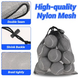 Thinp 2 Pcs Golf Ball Bag,Mesh Ball Bag with Drawstring Nylon Mesh Drawstring Bag Ball Bags Mesh Black Mesh Bag for Pool Toys Collecting Golf Ball Tennis(2 Size)