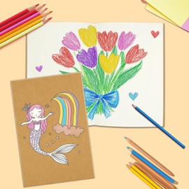 DWIYITTN 24 Pack Blank Books for Kids - 5.5"x 8.3", 60 Pages - Small Journals Bulk, Girls Notebooks for Drawing & Writing, Sketchbooks with Kraft Brown Soft Cover, Unlined Paper, A5 Travel Size