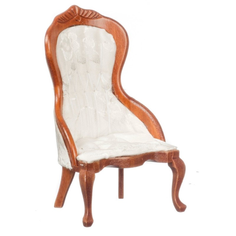 Dollhouse Miniature Victorian White Living Room Furniture Set Walnut Sofa