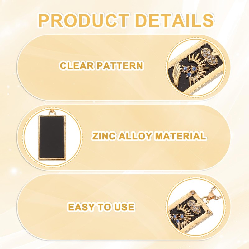 QUARKZMAN Tarot Pendant, 30 mm Alloy Square Lucky Tarot Pendant,