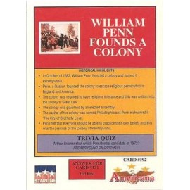 WILLIAM PENN FOUNDS A COLONY #192 -- 1992 Americana Historical Trading Card