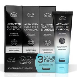 Venus Visage Dentist-Approved Activated Charcoal Toothpaste For Whitening Teeth - Black Toothpaste, Charcoal Whitening Toothpaste, Best Whitening Toothpaste (Peppermint) (3-PACK)