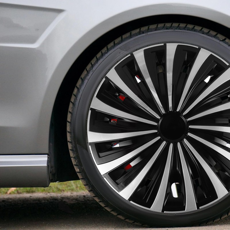 GLEAVI 12 Wheel Caps Wheel Covers: Decorative Black Wheel Hub