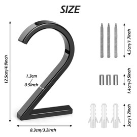 GeeRic Números de Casa Modernos, 5 Pulgadas, para Exterior, Dirección de Puerta, Revestimiento, Jardín, Buzón, Garaje (Número 2)